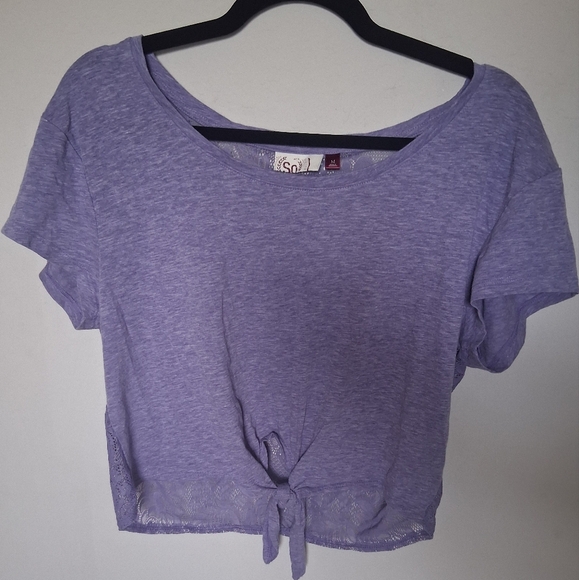 SO Lavender Tie-Front Crop Top - Picture 1 of 5